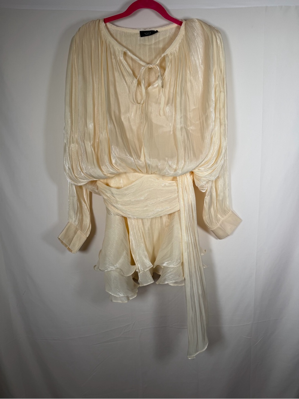 Vici Ivory Coastal Cowgirl Boho Long‎ Sleeve Flowy Tiered Dress